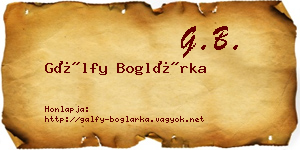 Gálfy Boglárka névjegykártya